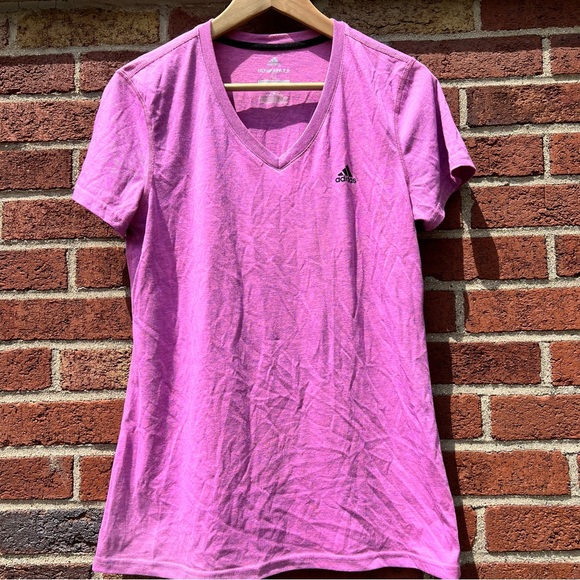 Adidas Ultimate 2.0 V Neck T Shirt Pink Womens Size Medium Short Sleeve Tee - Picture 1 of 7